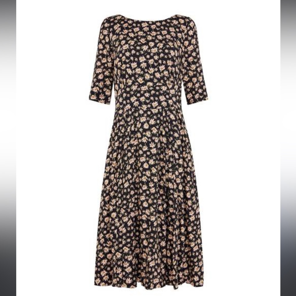 Floral Black and Cream Dress